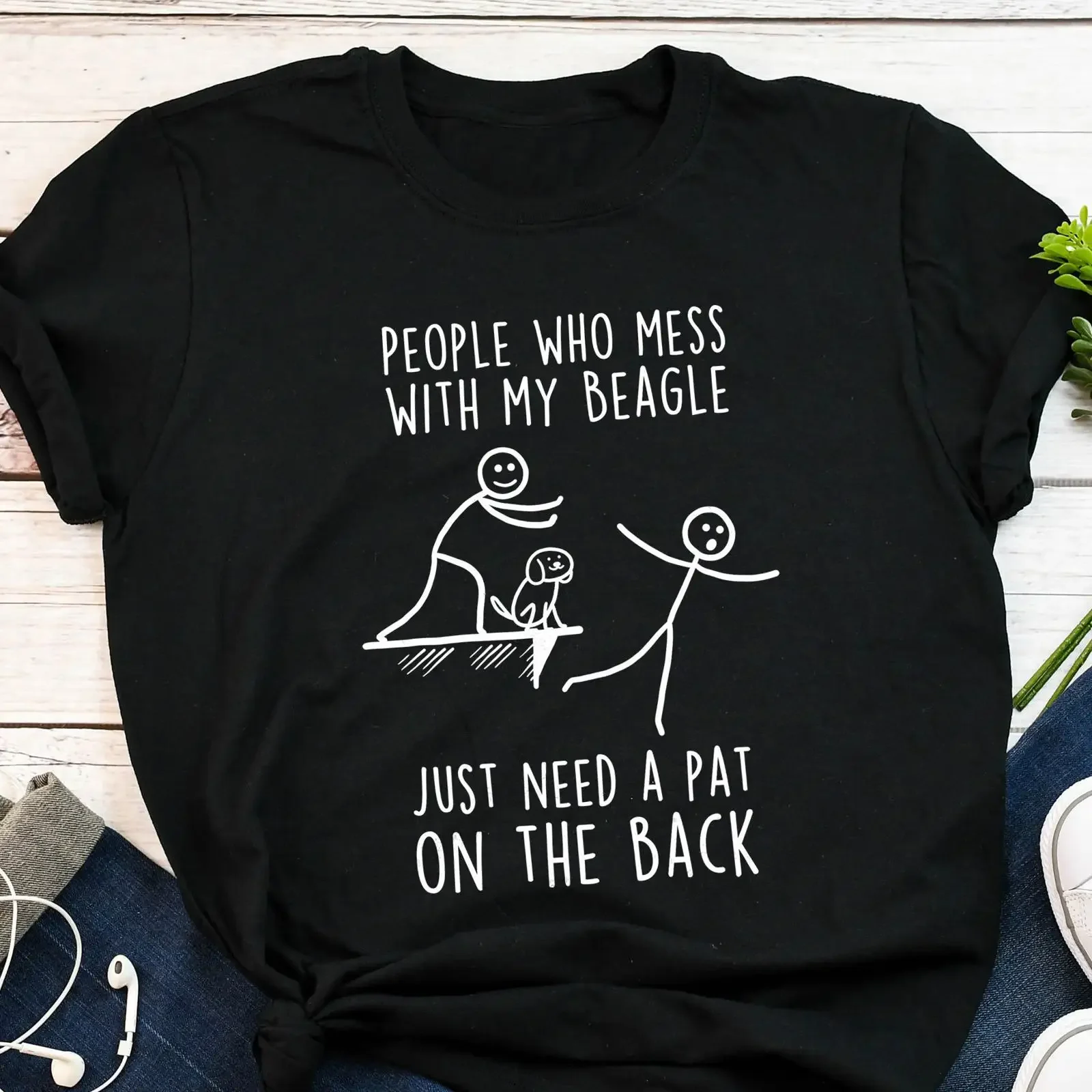 Funny Beagle Lover T Shirt People Who Mess With My Humor for Mom Dad Dog Owners Pet Top vintage Washed Slightly Stylish Soft