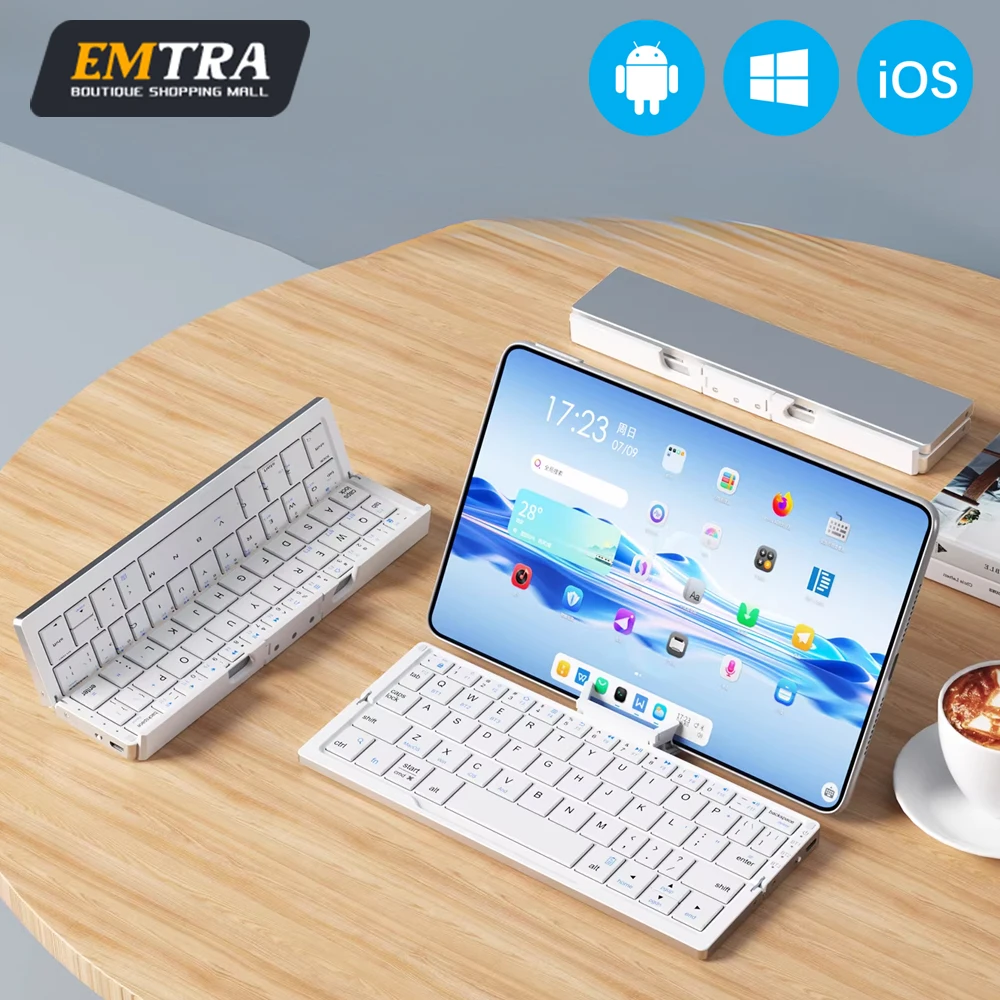 

Новая мини-складная Bluetooth-клавиатура, беспроводная клавиатура, поддержка 3 устройств, с подставкой, перезаряжаемая, для телефона, планшета, португальская раскладка