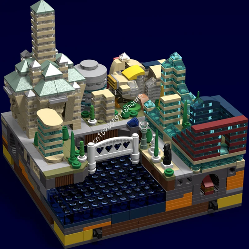 

1104pcs MOC 20x20 micro city connectable waterfront Creator Model Building blocks Assemble idea Toys Education Christmas gifts