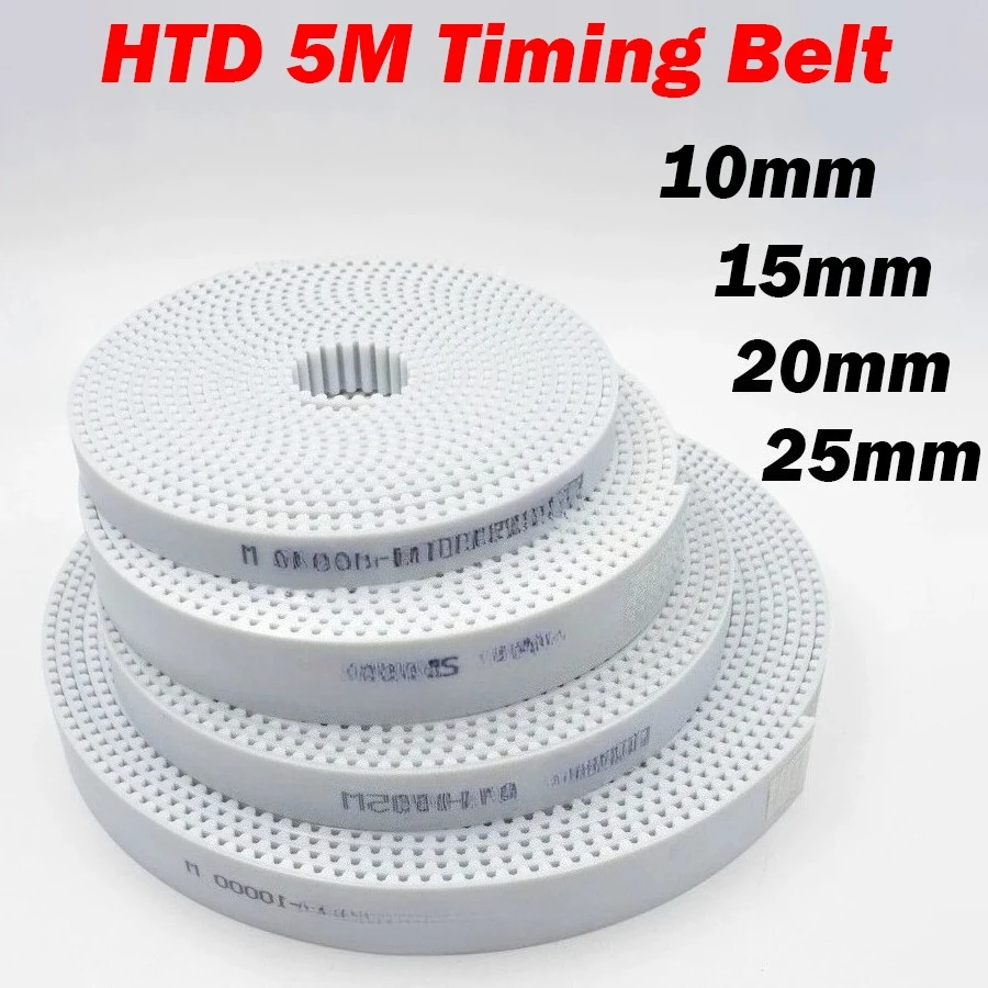 

HTD 5M Timing Belt Width 15mm/20mm/25mm/30mm White PU Polyurethane with Steel Core HTD 5M Open Ended Pitch 5mm Pulley