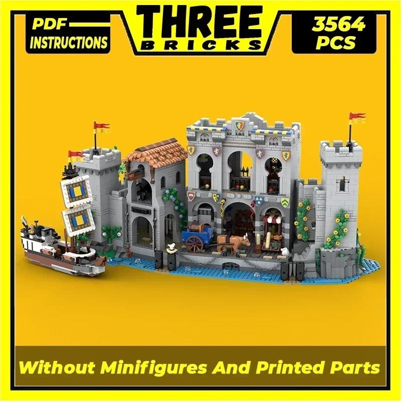 스트리트 뷰 모델 Moc 빌딩 벽돌 사자 전사 성 포트 기술 모듈 형 블록 선물 크리스마스 장난감 DIY 세트 조립