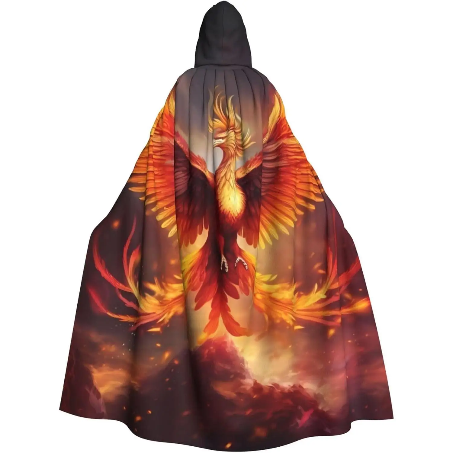

Fantasy Phoenix Print Hooded Cloak Adult Cloak Long Cape Hoodie for Christmas Halloween Cosplay Costumes