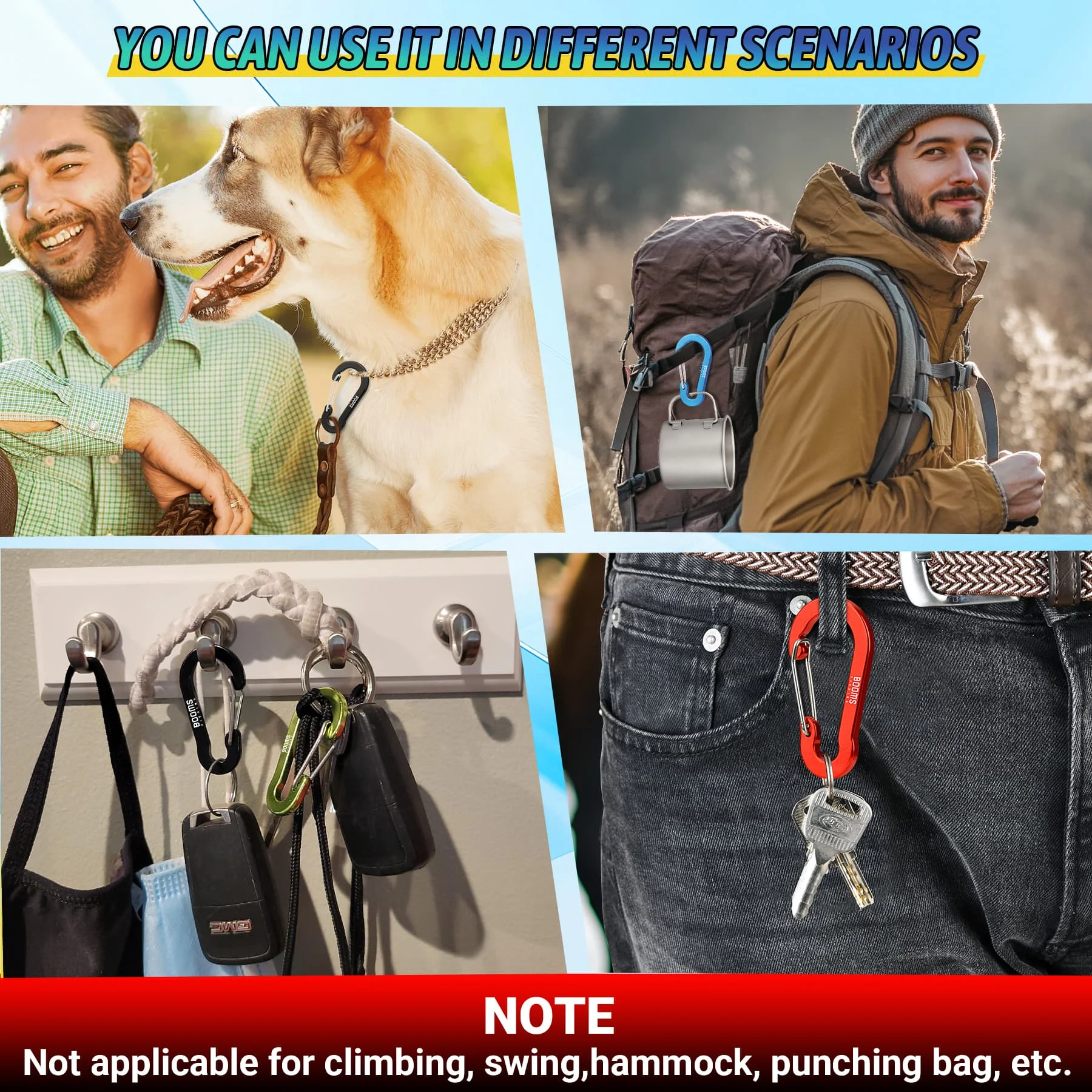 Booms Fishing CC1-30 Stück Aluminiumlegierung 5cm Karabiner Schlüsselanhänger Camping-Schnappverschluss Kleine Clips Verschluss-Schnalle Haken Angelzubehör – Detail 6