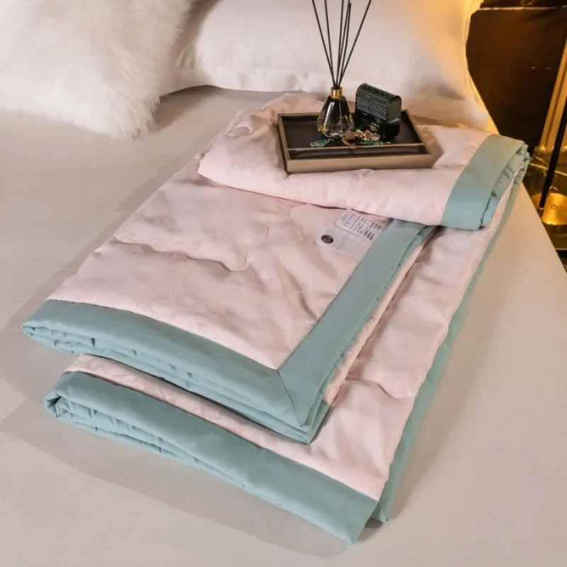 New European soft skin satin jacquard single summer quilt core air conditioner summer cool quilt