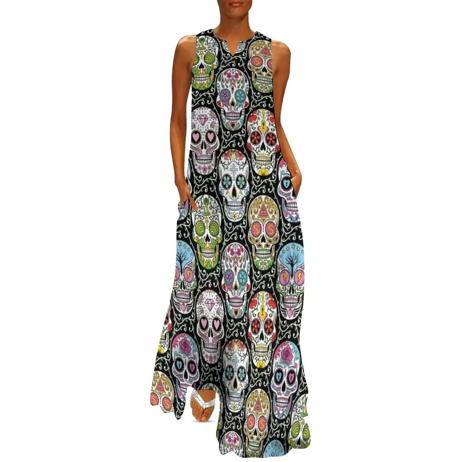 Mexican Skull Pattern Long Dress dress dresses for prom Dress