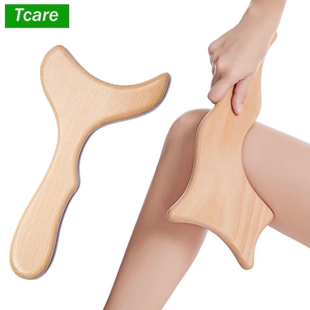 Tcare Wooden Lymphatic Drainage Massager Paddle Manual Anti-Cellulite Gua Sha Tool Muscle Pain Relief Soft Tissue Therapy Device