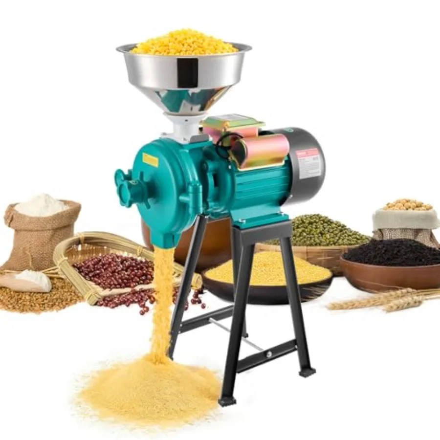 Molino Eléctrico Comercial para Granos y Especias, Pulverizador de Hierro Fundido de 1500W con Patas de Goma Antideslizantes para D