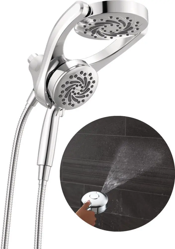 

5-Setting Dual Shower Head with Handheld Spray, High Pressure 1.75 GPM Flow Rate in Chrome Finish