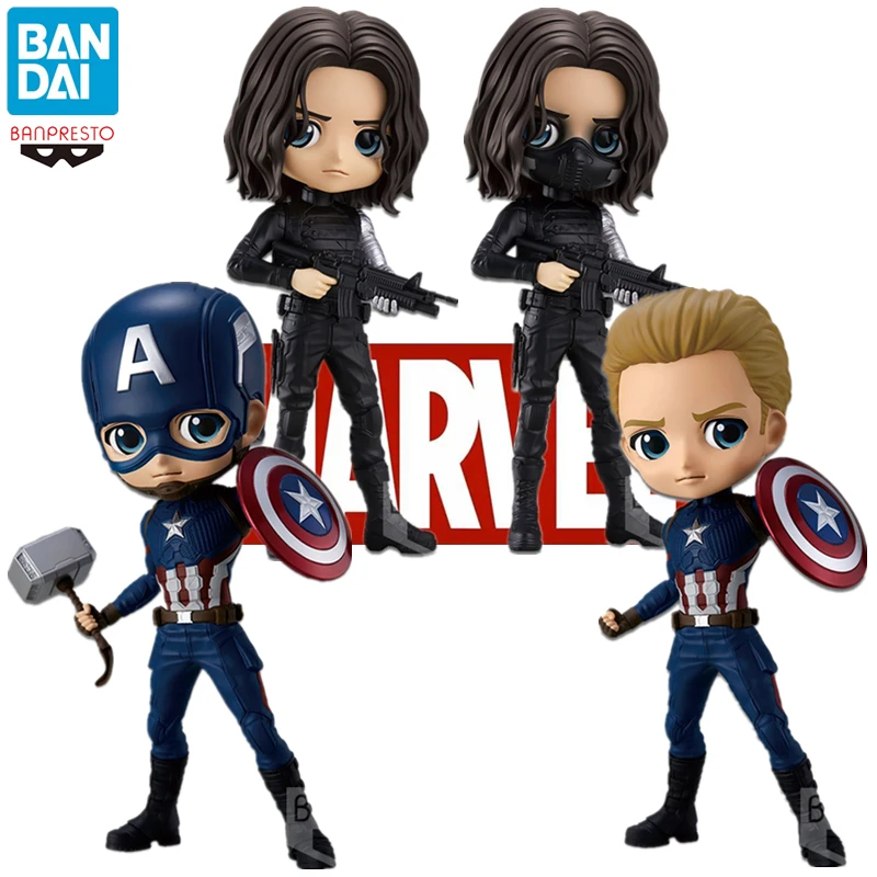 

Genuine Bandai Banpresto Qposket Marvel Avengers Iron Man Captain America Loki Thor Figures Model Collection Collect Ornaments