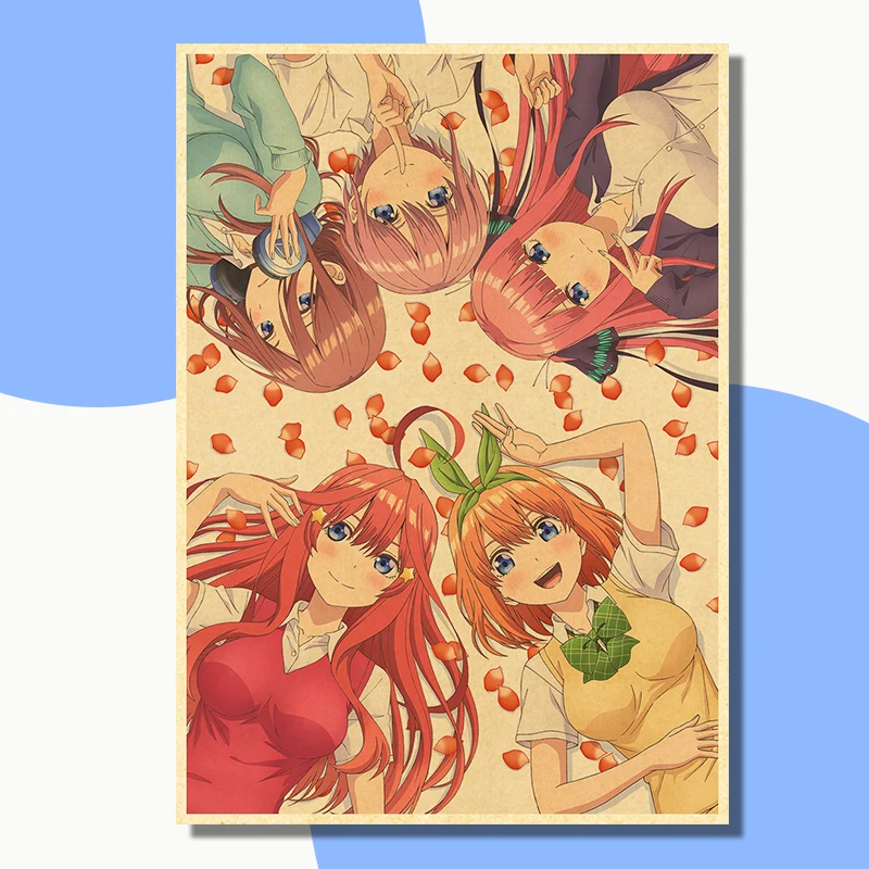 Anime Posters Go-toubun no Hanayome Wall Poster Vintage Kraft Paper Printed Home Living Room Wall Stickers Art Painting