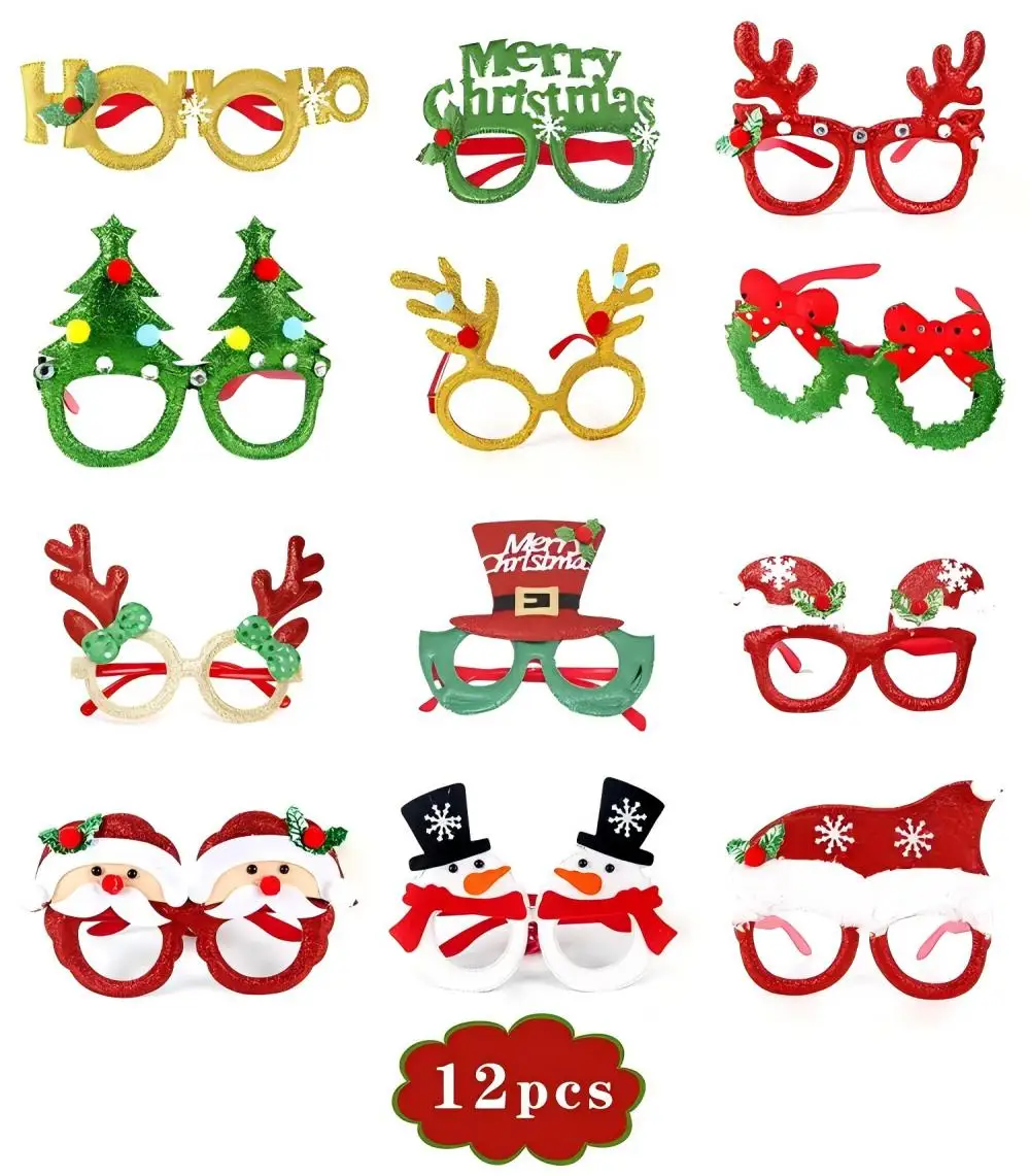 2025New Year Creative Glasses Frames Happy New Year Party Photo Props Merry Christmas Decorations Children Adult Christmas Gifts