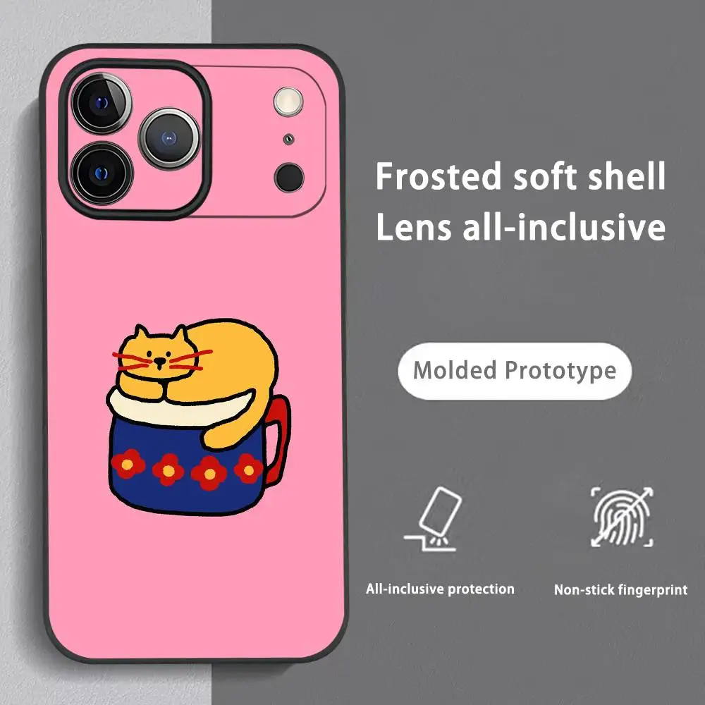 حافظة هاتف Happy Dog لهاتف آيفون 17 16 15 14 13 12 11 Pro Max Plus Mini Black Frosted Soft Shell Funda