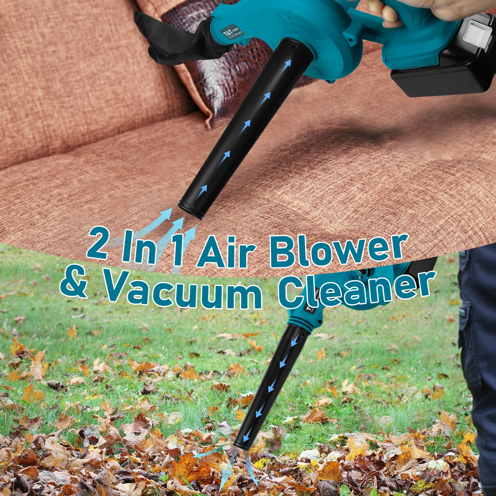 Cordless Leaf Blower for Makita 18V Battery Jobsite Air Blower 2-in-1 Handle Electric Blower and Vacuum Cleaner (No Battery)