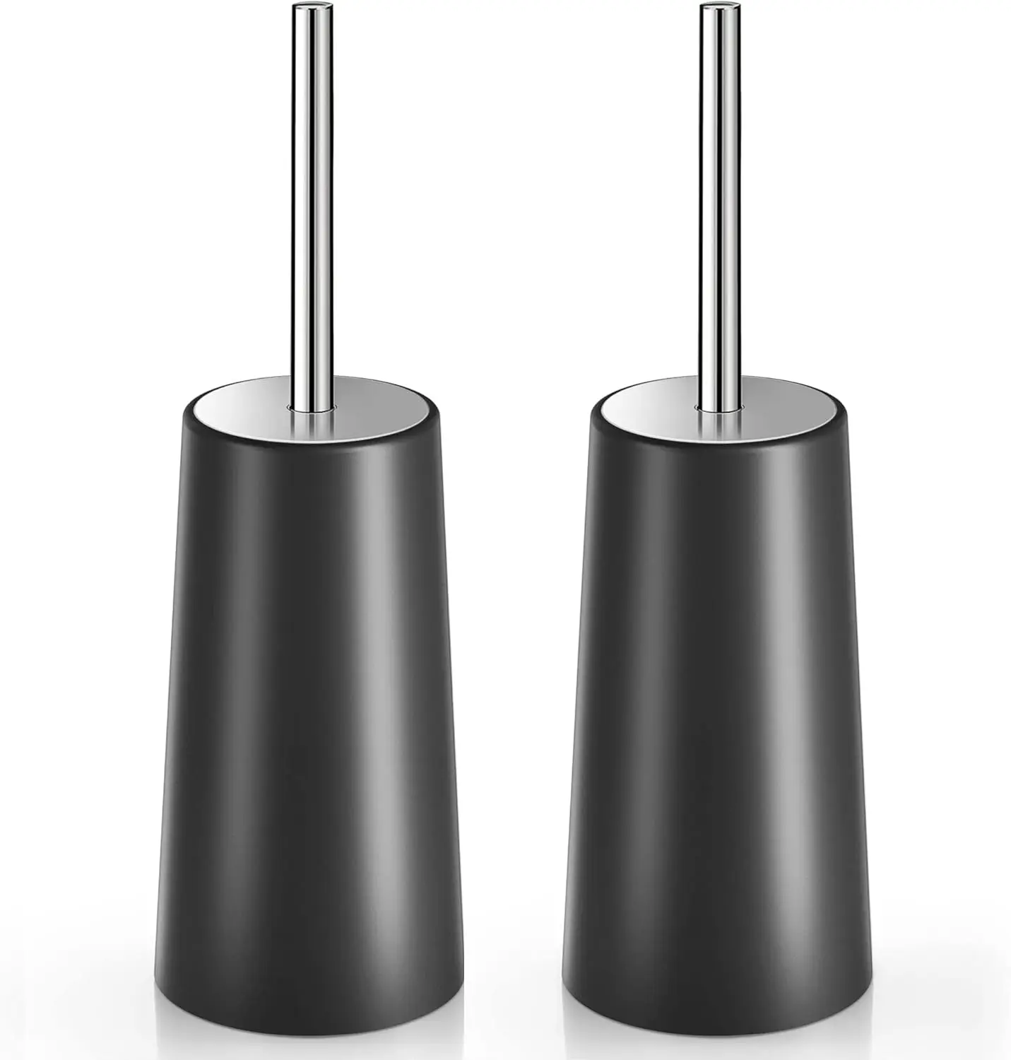 

2 Pack Toilet Brush with 304 Stainless Steel Long Handle, Toilet Bowl Brush for Bathroom, Ergonomic, Elegant, Durable (Black)