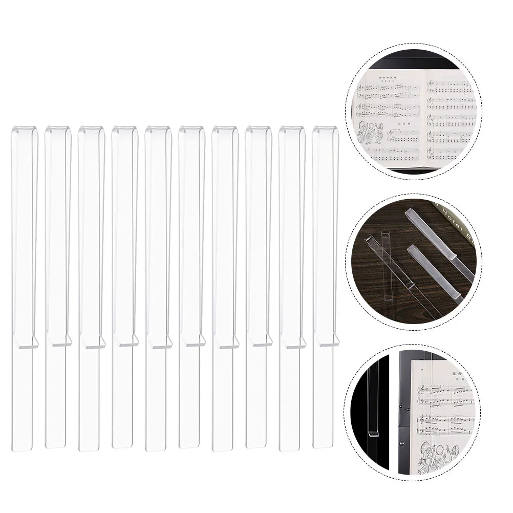 

Clear Music Sheet Clips Acrylic Page Holder For Piano Stand Windproof Durable Portable Practical Page Clips