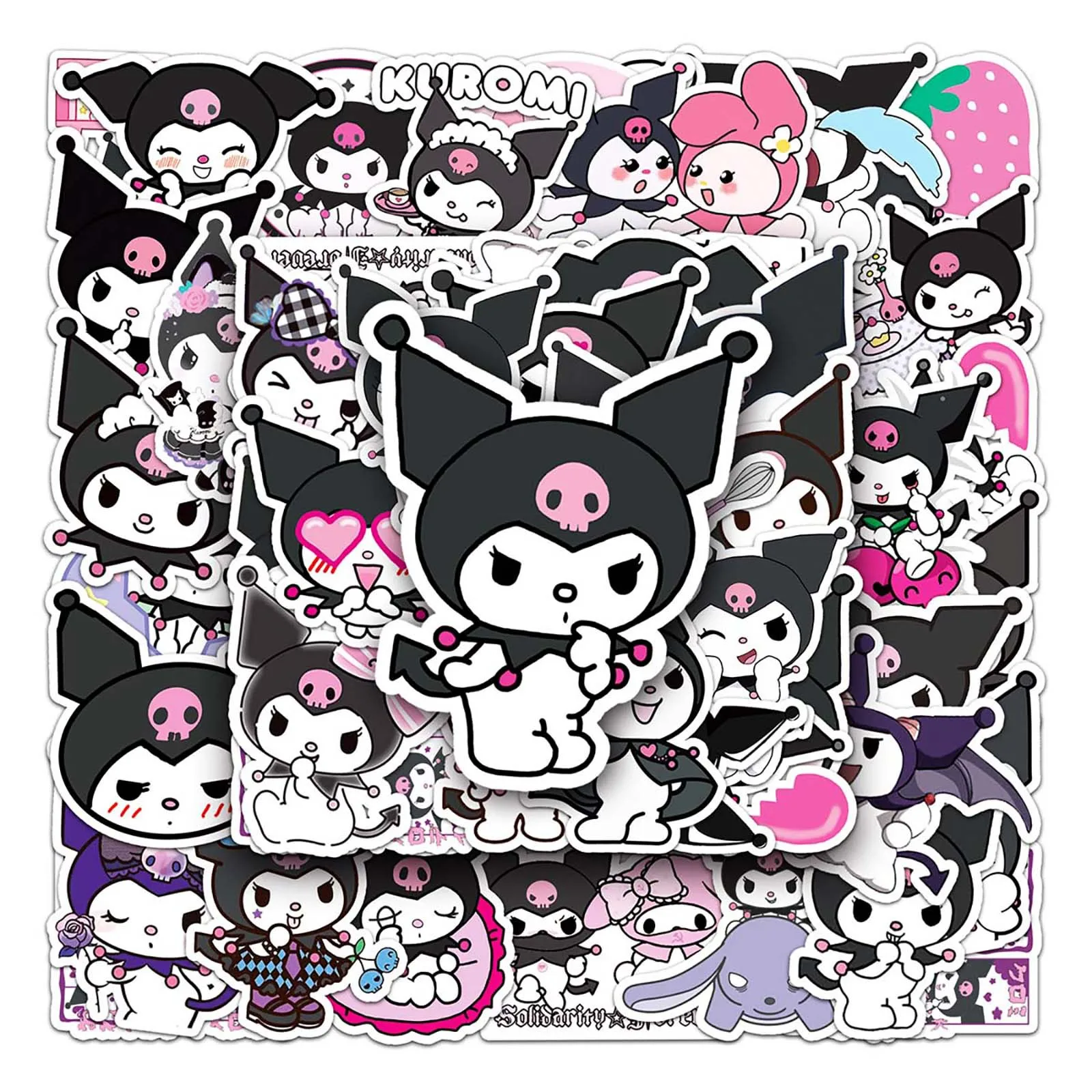 100Pcs Cartoon Kuromi Stickers Graffiti Ornament Automobile Skateboard Aesthetics DIY Watertight Sticker Reusable