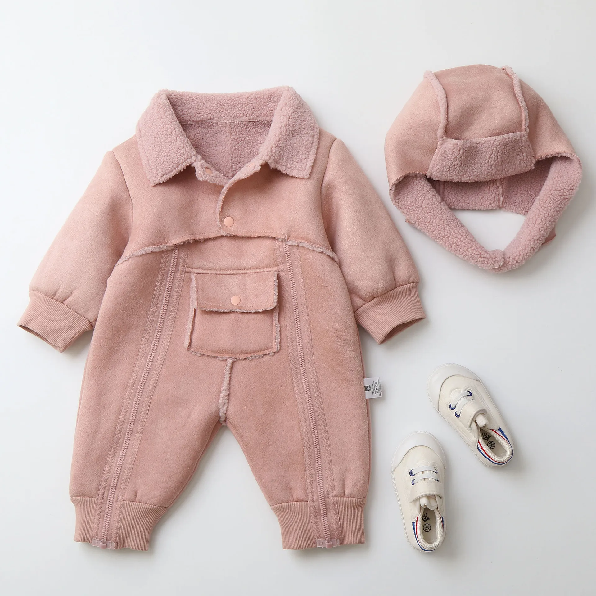LILIGIRL Winter Baby Clothes Fur Lining Baby Boys Jumpsuits Thicekn Lining Warm Girls Jumpsuits Windy breaker Infant Playsuit