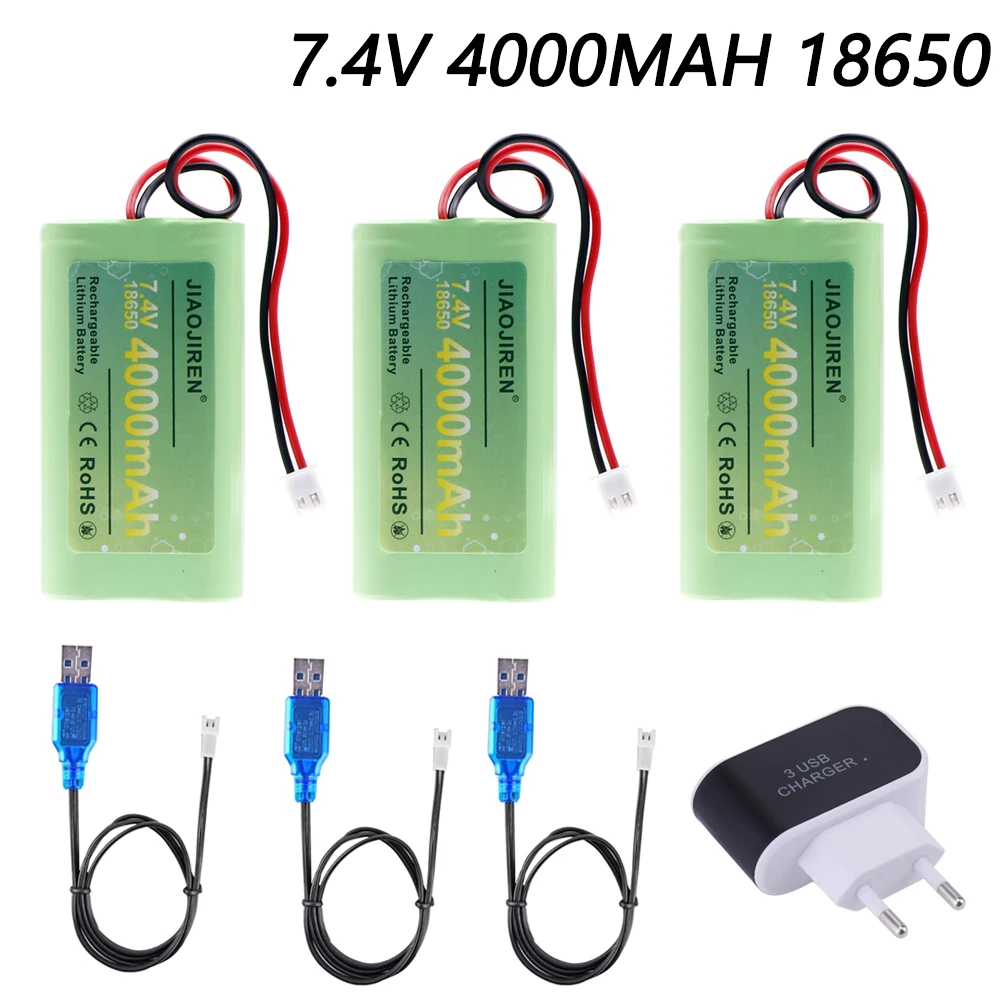 7.4V 4000mAh Rechargeable lithium battery with USB Charger For megaphone speaker Bluetooth Power Bank accessories RC toys parts