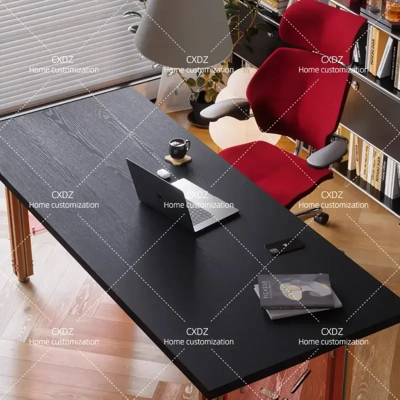 Ash Wood Solid Wood Desk Aluminum Frame Computer Workbench for Office Home Study Creative Writing Table