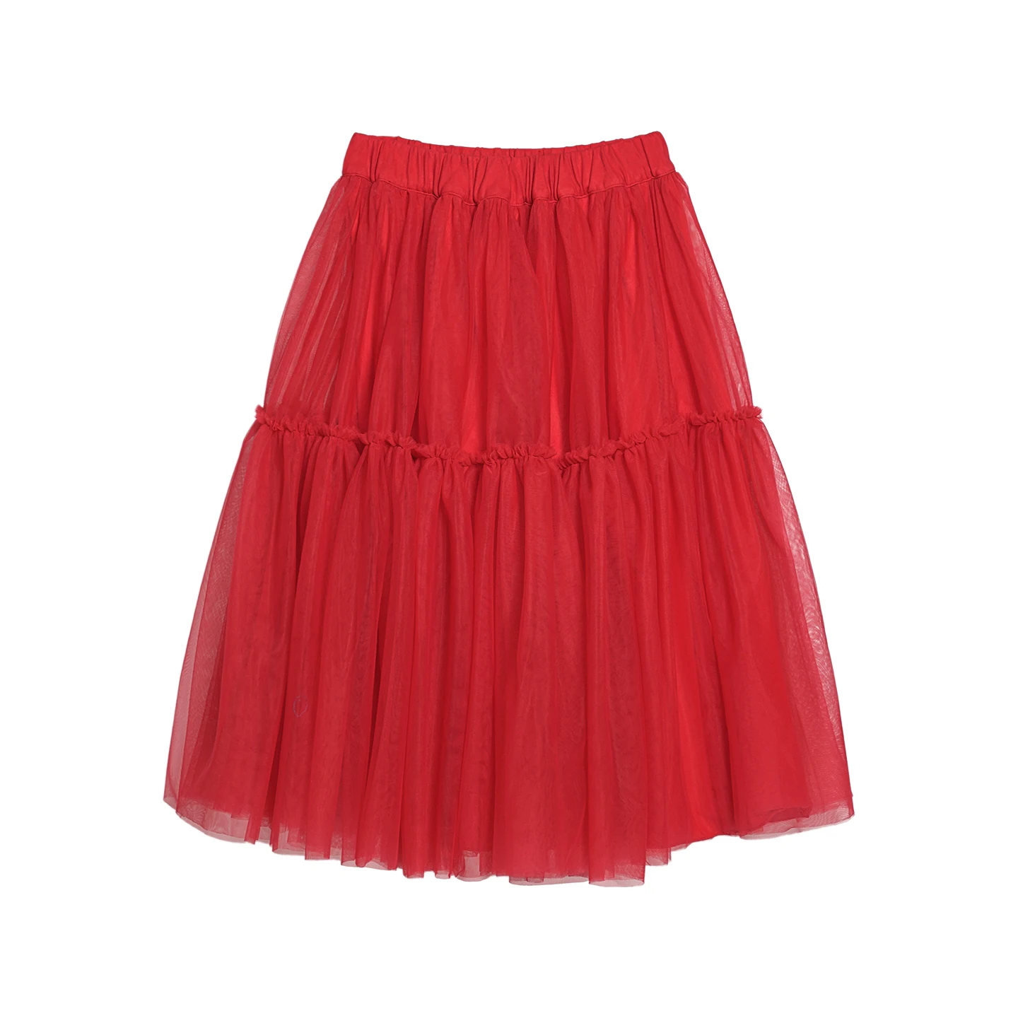 Double-layered mesh midi skirt imakokoni 2026 Spring collection red high-waisted, loose-fitting mid-length A-line skirt 265409