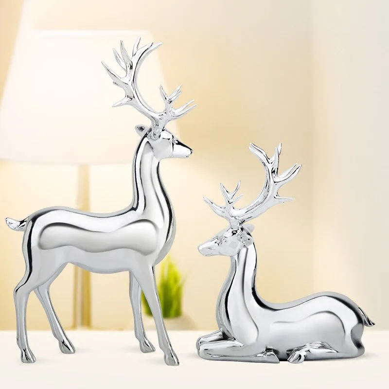 

2 Pack Reindeer Figurines, Resin Deer Statues, Elk Sculpture, Deer Figurine Statues,Ornaments for Living Room Cabinet Home Decor