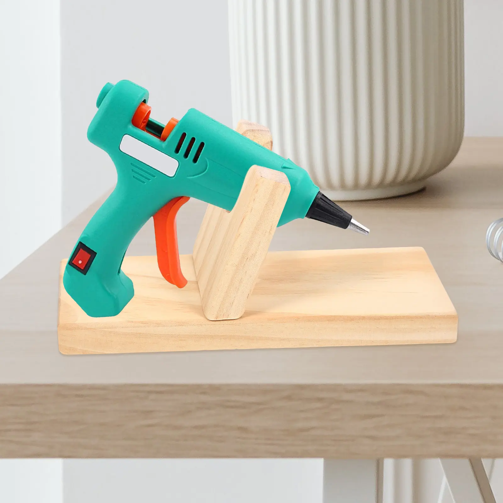 DIY Hair Accessories Material Organizer - Wooden Hot Glue Sprayer Storage Rack Handmade Craft Fixing Base Stand