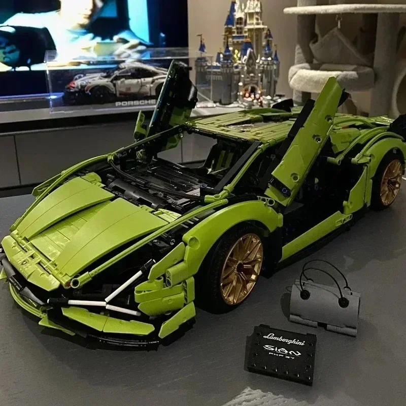 3696PCS Champagne Lambo Technical Car Fit 42115 SIAN Roadster Model FKP37 Kit Model Building Blocks Toys Kids Christmas Gifts