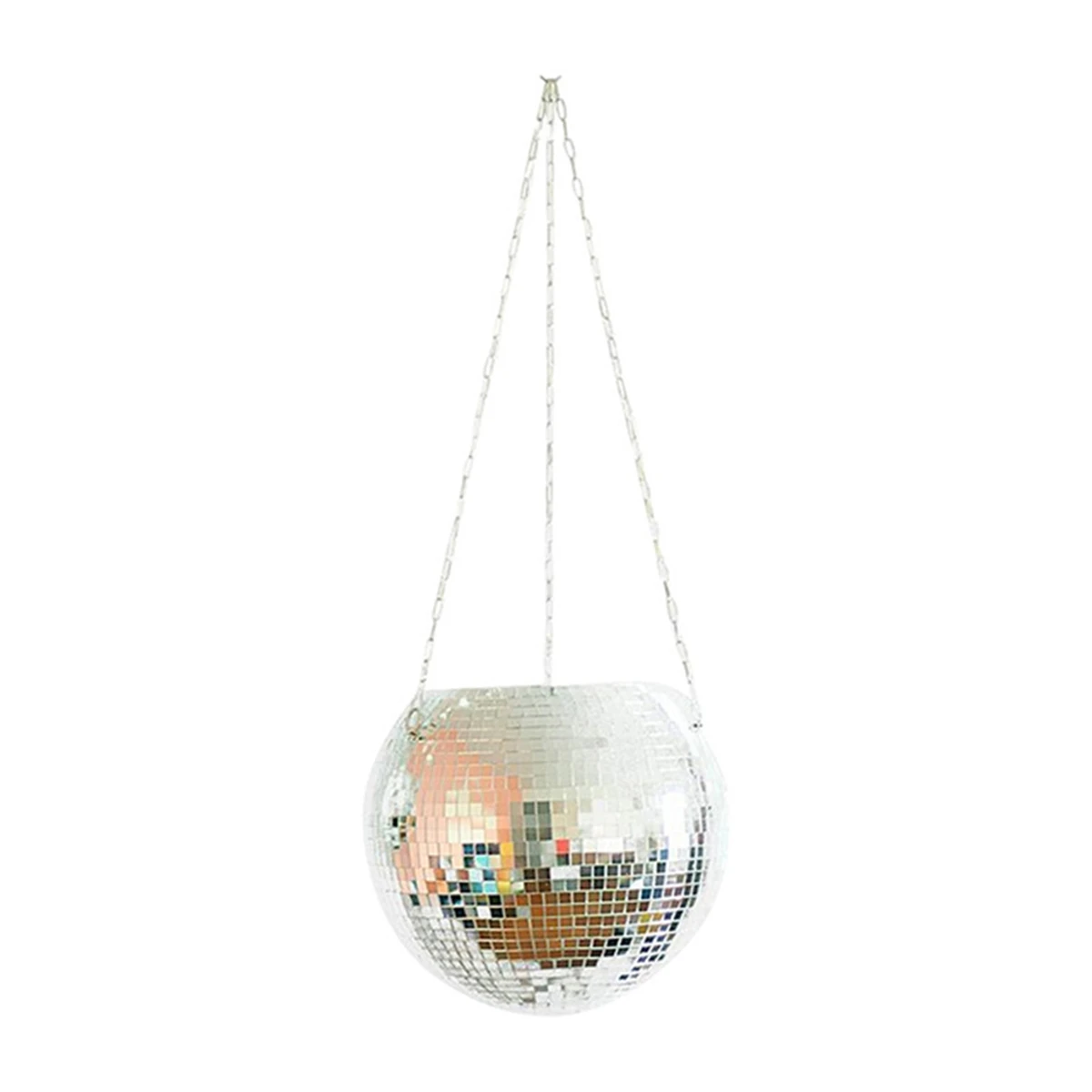 MLGB Mirror Reflector Garden Pots Planters Disco Ball Outdoor Flower Pots Rope Mirror Hanging Basket Wall Home Room Garden C