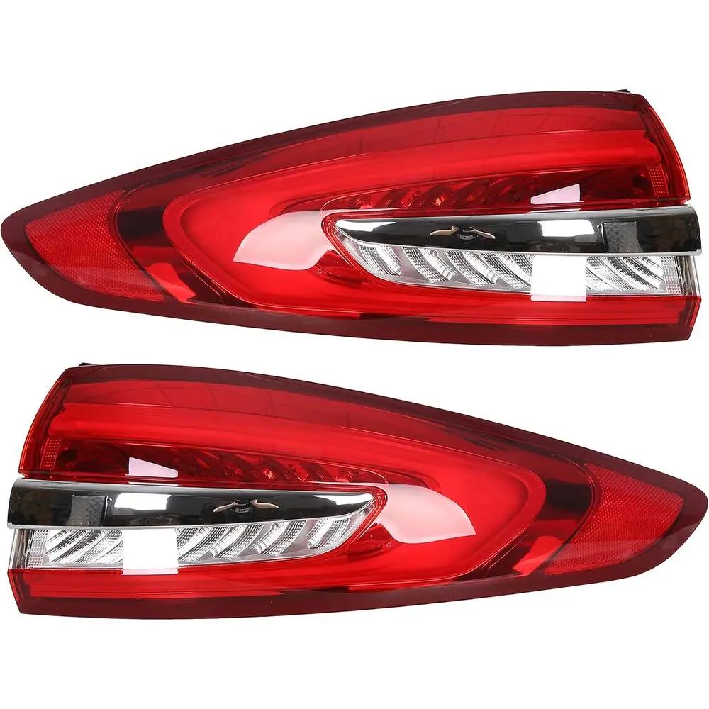 

Outer Tail Light Compatible with 2017-2020 Ford Fusion Rear Brake Lamp Rear Stop Brake Indicator Warning Light Pair Red Lens Chr