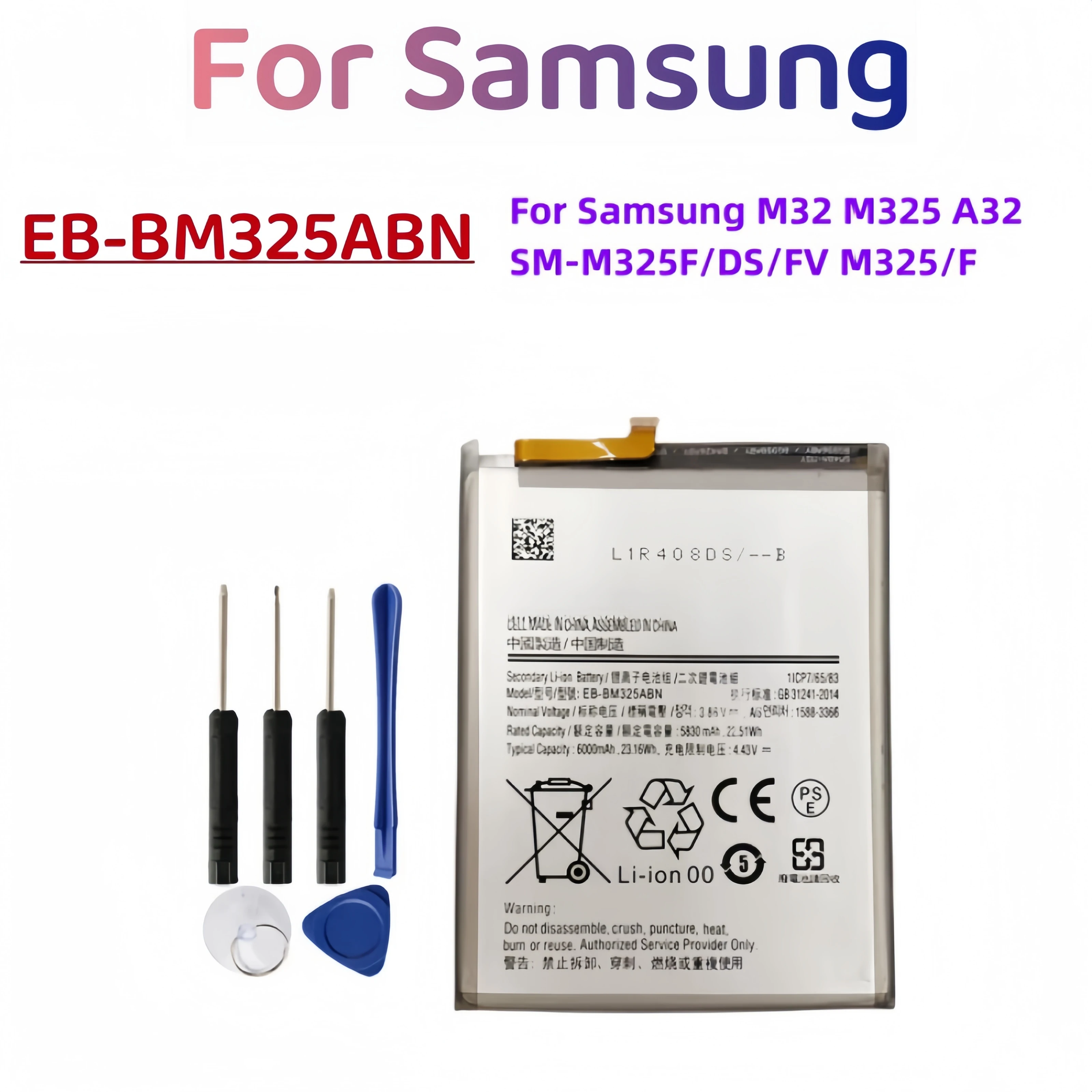 New EB-BM325ABN 6000mAh Battery For Samsung Galaxy M32 4G/M325 A32 4G SM-M325F/DS SM-M325FV/DS M325F M325