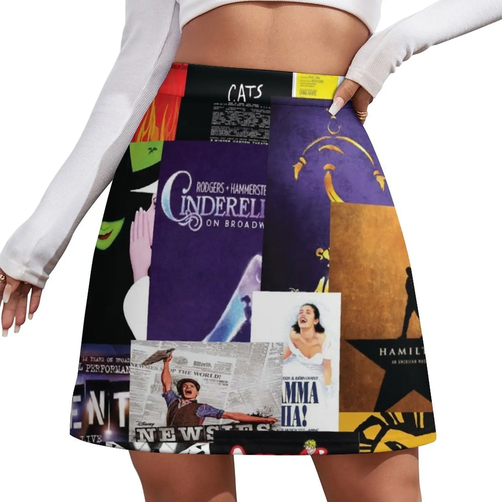 

Broadway Posters Mini Skirt Summer women's clothing Women's summer skirts Korean clothing mini skirt for women Mini Skirt