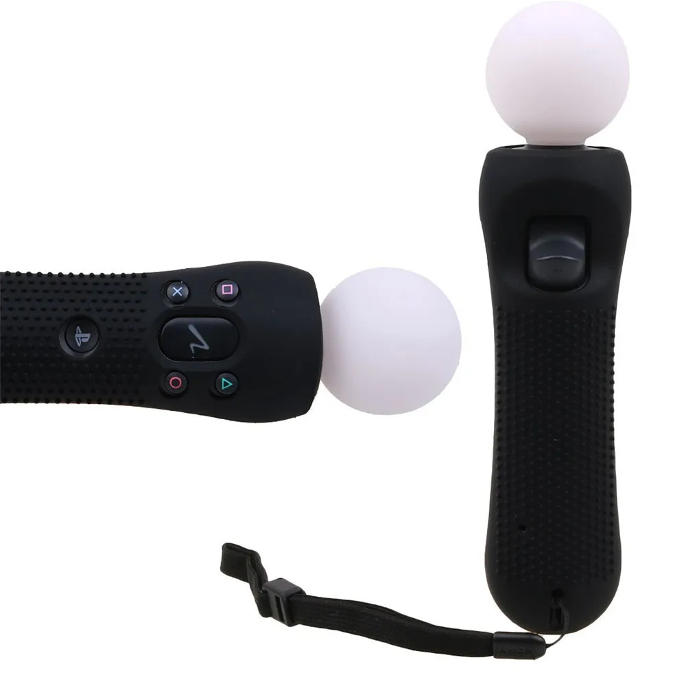 IVYUEEN 1 PCS สำหรับ PlayStation PS VR Move Motion Controller ยางซิลิโคนกันลื่นป้องกันกรณีผิวสีดำสีฟ้าสีแดง