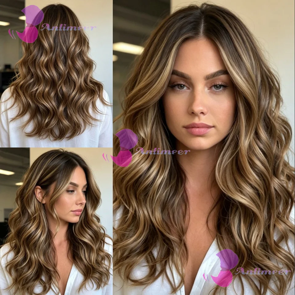 Pre Plucked 5x5 Silk Top Closure Wigs With Bleached Knots 13x6/360 Lace Wigs Balayage Brown Blonde Human Hair Body Wavy Glueless
