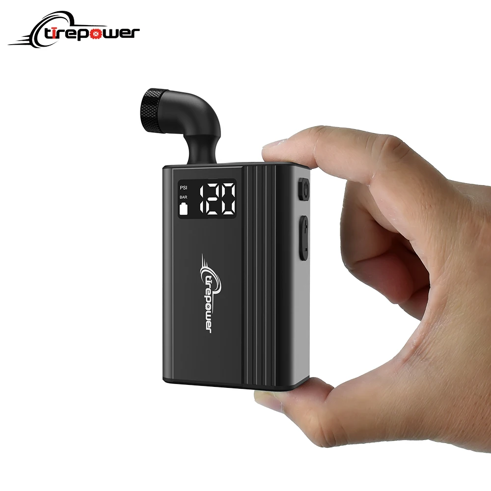 

Mini Portable Electric Pump for Bike Alloy Cordless Tire Inflator 120PSI Max 750*2mAh Battery with Screen Type-C Fast Charging