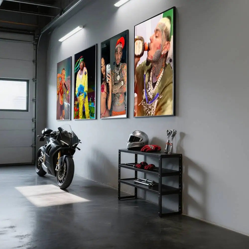 الراب 6-6ix 9-9ine ملصق فني ذاتي اللصق مقاوم للماء ورقة ملصق مقهى بار غرفة جدار ديكور