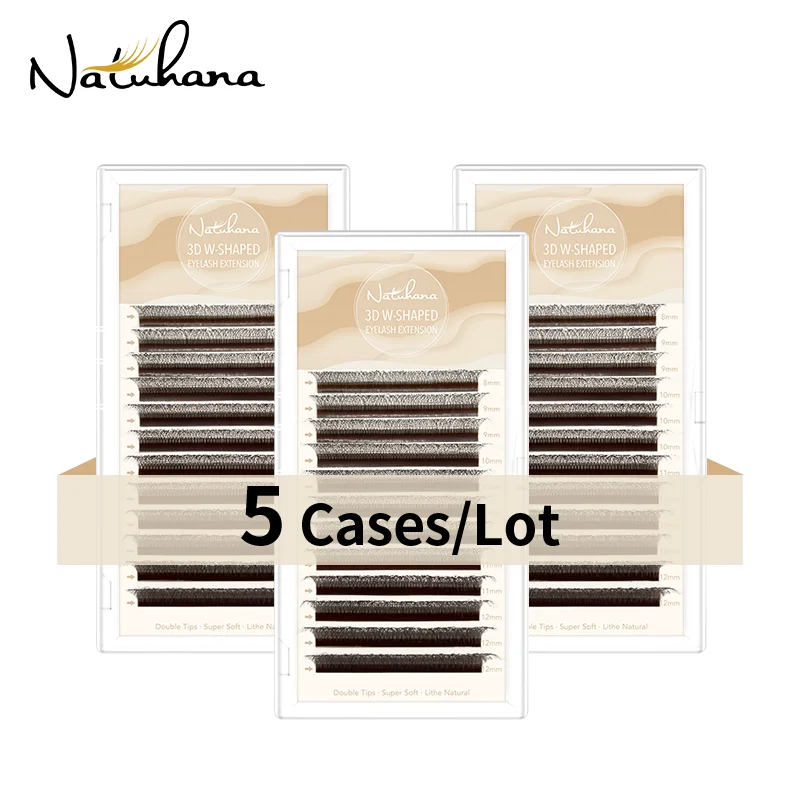 

NATUHANA 5Cases/Lot 3D W-shaped Eyelash Extensions Premade Volume Fans W Shape Lashes Natural Soft False Eyelashes for Makeup