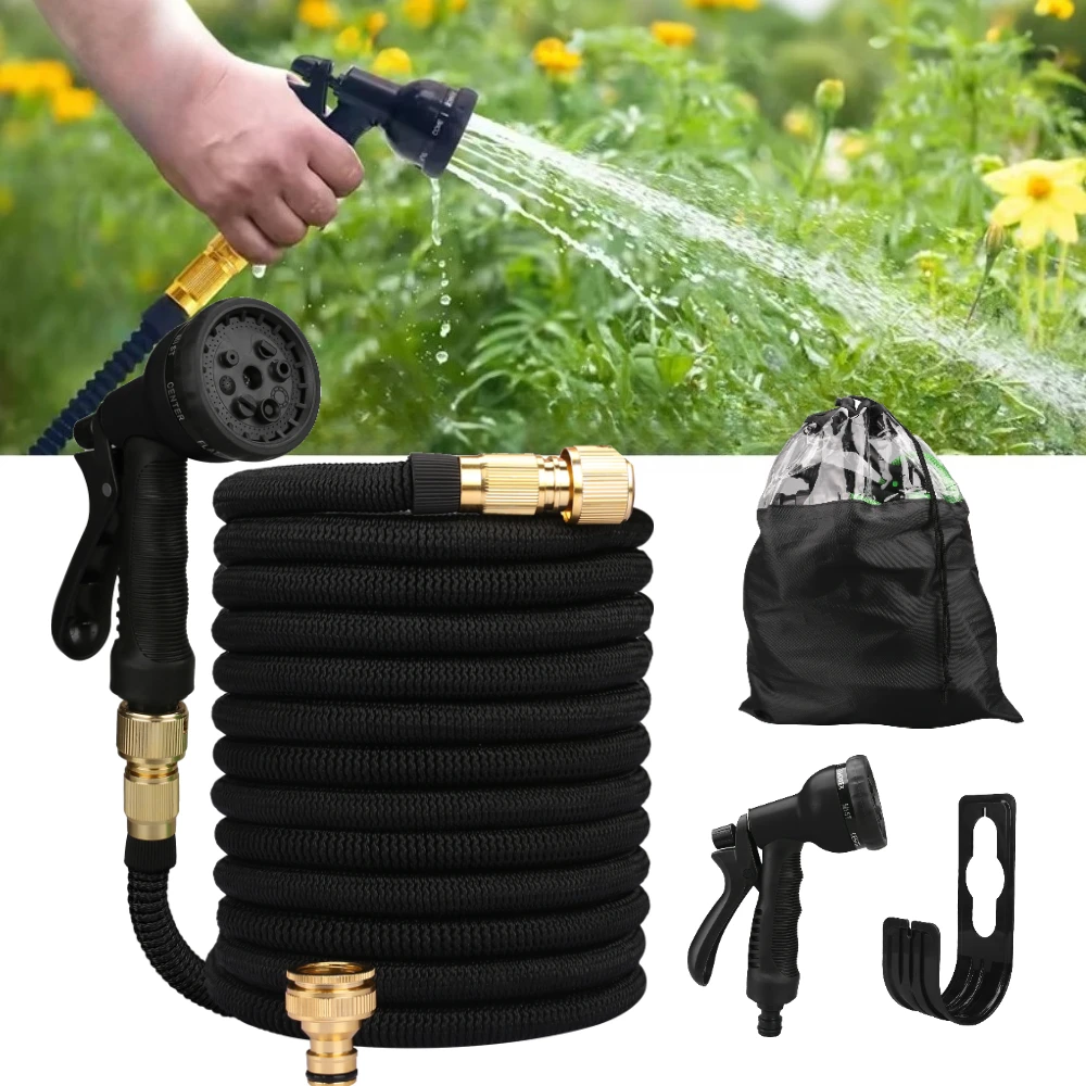 Gartenwasserschlauch, ausziehbar, mit doppeltem Metallverbinder, Hochdruck-PVC-Schlauch, magische Wasserschläuche für Garten, Landwirtschaft, Bewässerung, Autowäsche