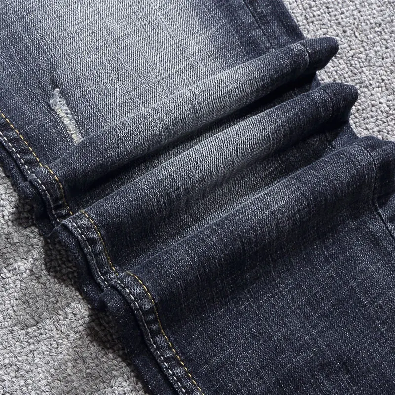 Fashion Designer Men Jeans Retro Black Blue Stretch Slim Fit Ripped Jeans Men Hole Trousers Vintage Casual Denim Pants Hombre