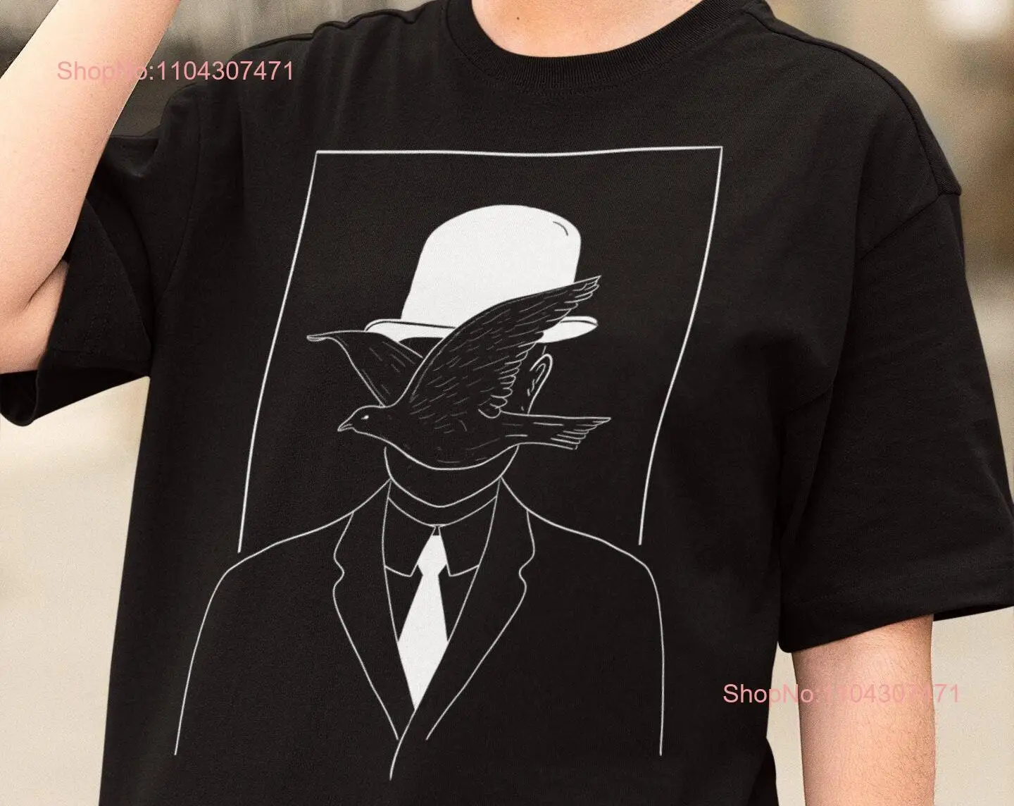 Tribute to Magritte One line Abstract arT T Shirt aesthetic lover Vintage inspired tee 100 Cotton High Quality