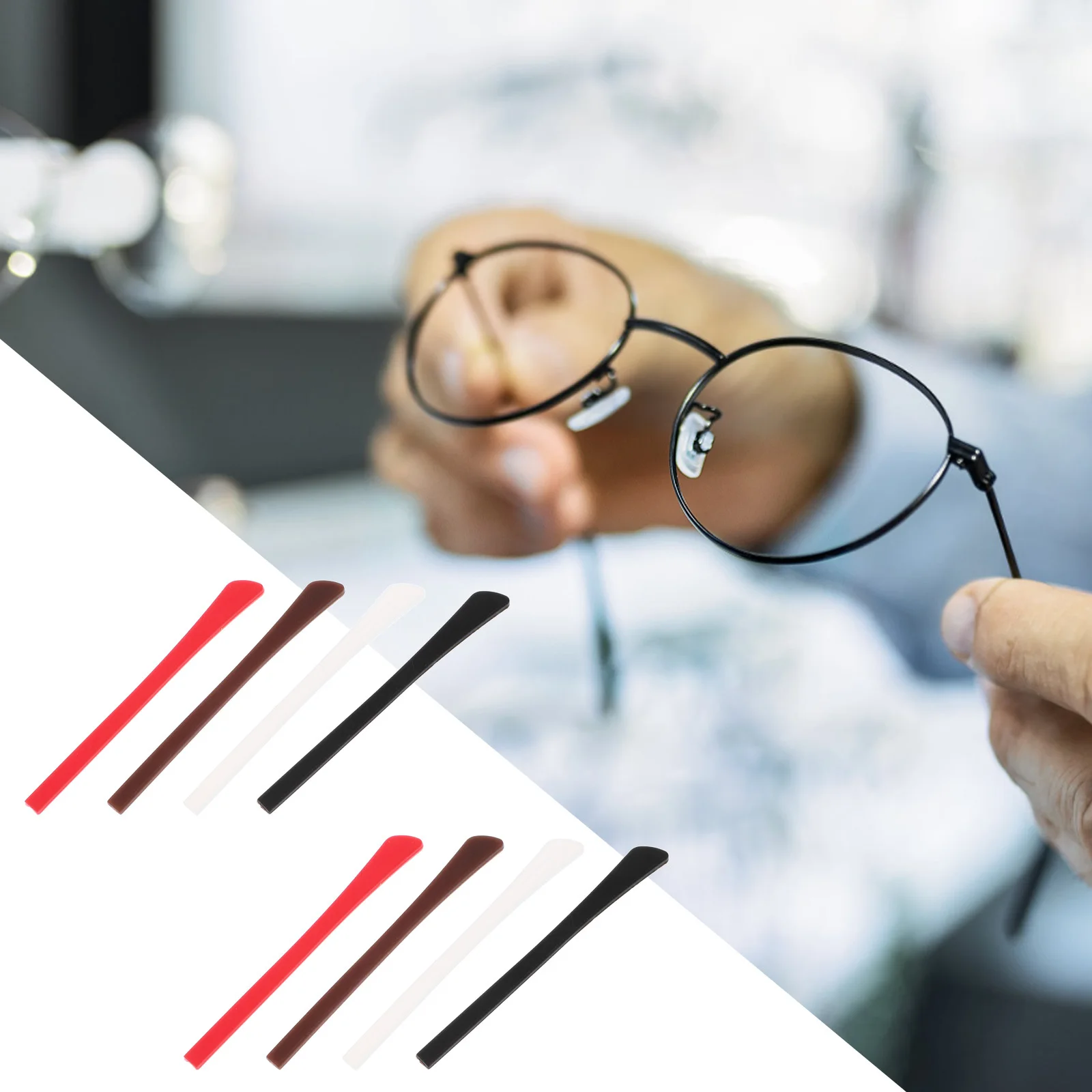 8 أزواج من وسائد النظارات المصنوعة من السيليكون المضادة للانزلاق بمقبض النظارات للمراهقين والكبار وأطراف المعبد لإطارات النظارات