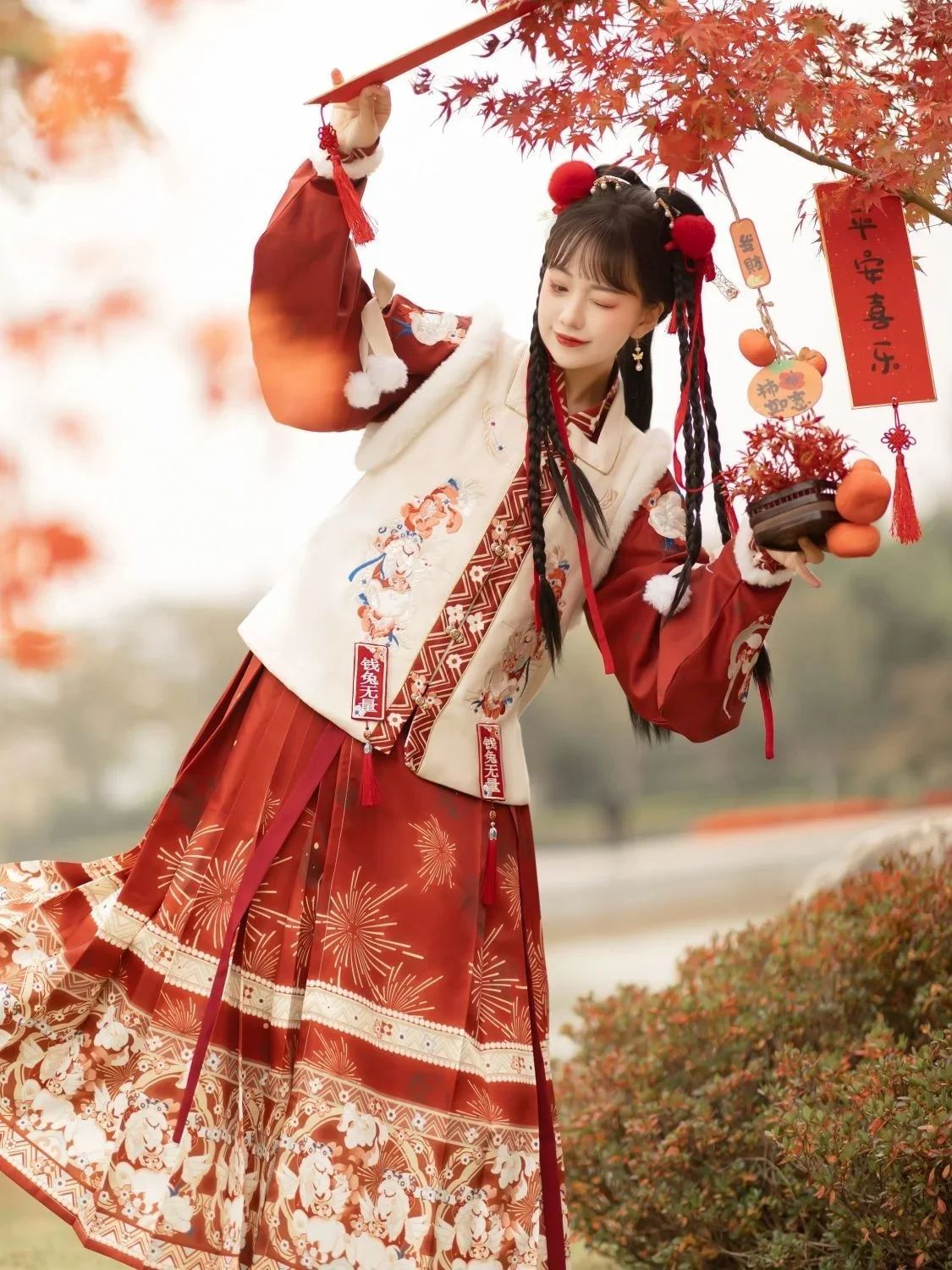 

New Traditional Chinese Clothing Cute Lolita Autumn Winter Chinese Style Ancient Hanfu Spring Festival Hanfu Vintage Dress Set