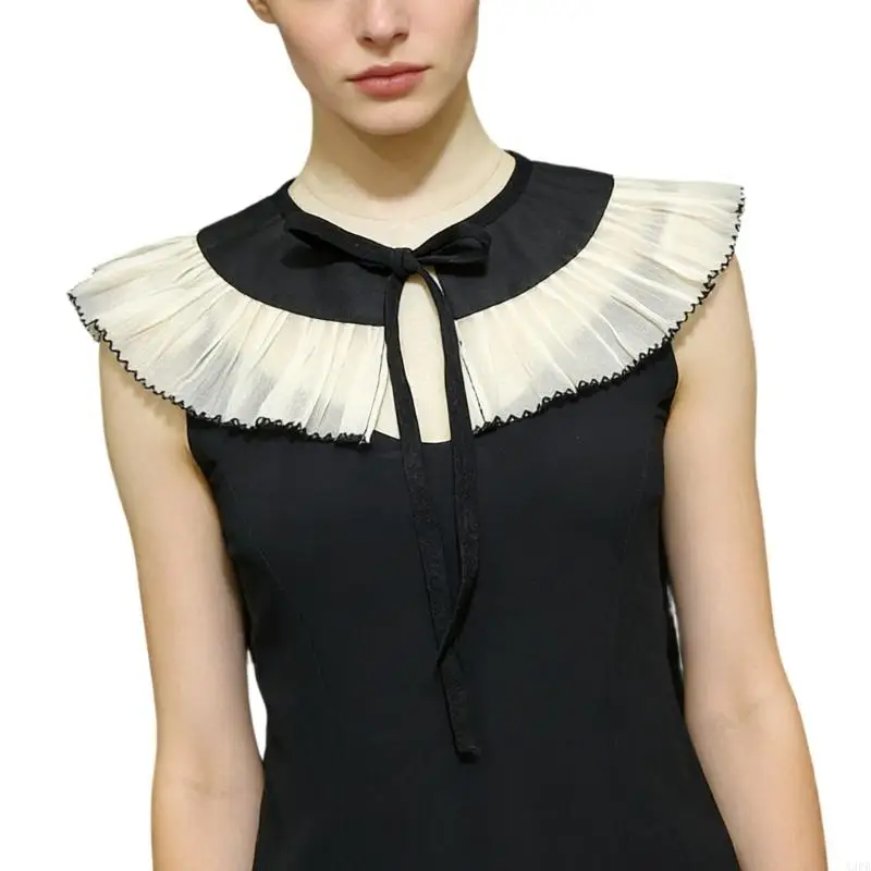 Colar falso destacável com borda preta e design fácil combinar com qualquer roupa