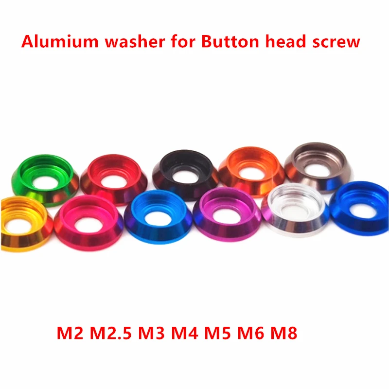 10pcs/5pcs M2 M2.5 M3 M4 M5 M6 M8 Colourful Aluminum cup head washer for button head screw Bolts