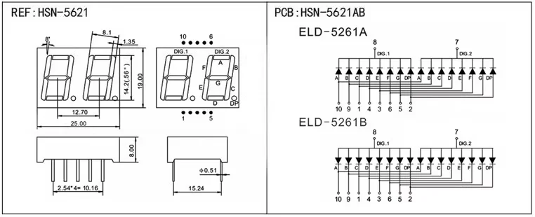 5 Stück Digitalröhren-Display 0,28 0,36 0,4 0,56 Zoll LED 7-Segment Gemeinsame Anode/Kathode 1 2 3 4 Bit Rot Blau Weiß Grün Gelb – Detail 8