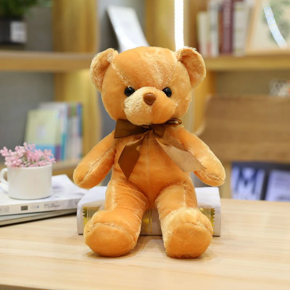 30CM Many Colors Teddy Bear Plush Toy New Cute Soft Many Colors Ribbon Butterfly Festival Solid Color Hug Bear Doll Birthday