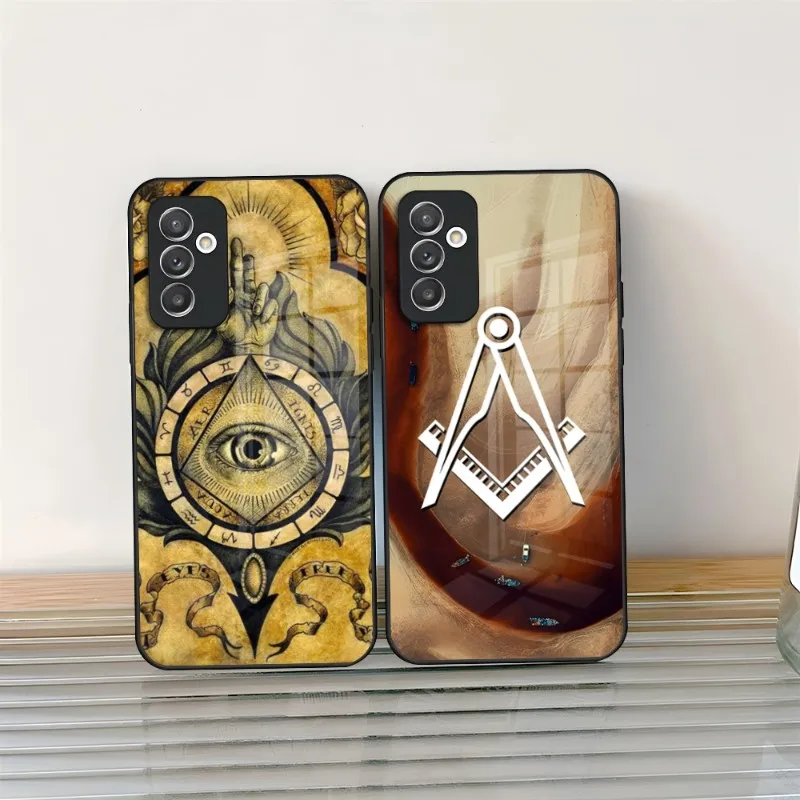 Free And Accepted Masons Phone Case Tempered Glass For Samsung A14 A54 A34 A52 A51 A22 A32 A72 S22 S23 Ultra Note 20 10 Pro Plus