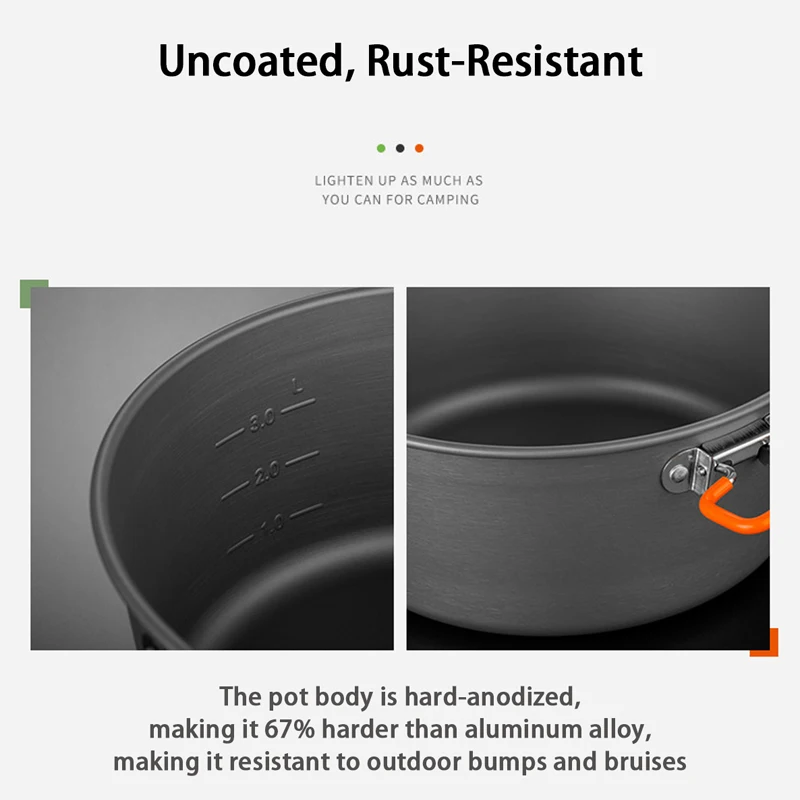 خفيفة 3L وعاء الطبخ في الهواء الطلق للتخييم المحمولة الألومنيوم نزهة عيد إناء/ قدر متعددة الأغراض إناء للحساء ووظيفة باخرة #4
