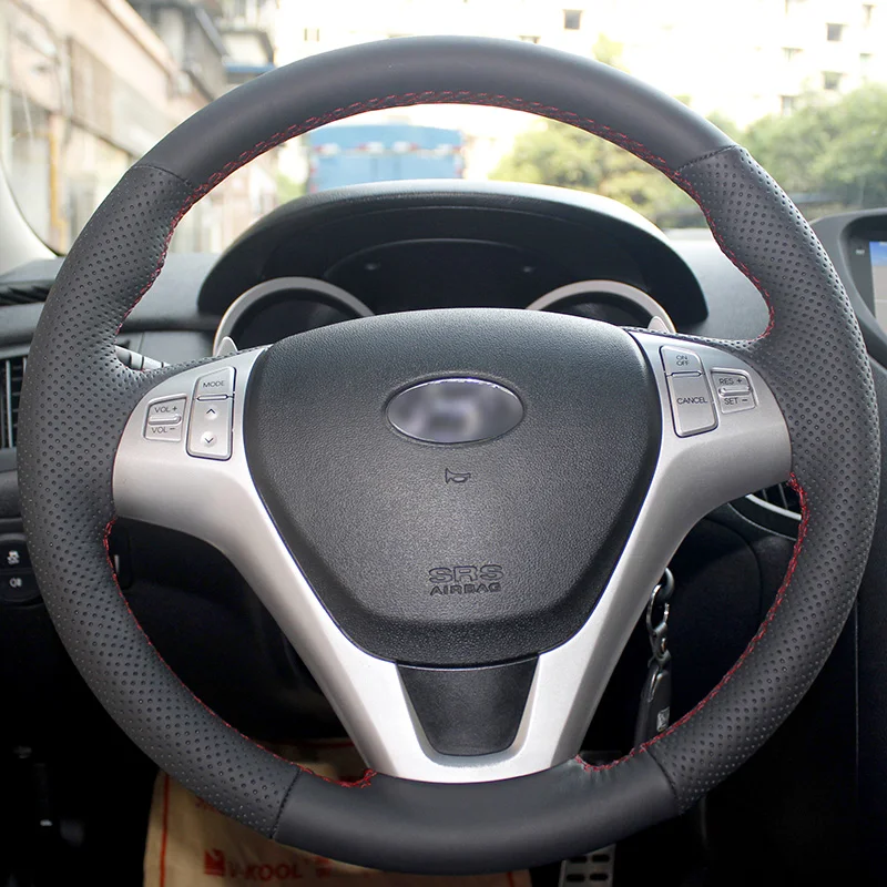 Hand Stitched carbon fibre Genuine Leather non-slip Steering Wheel Cover For Hyundai Genesis Coupe 2010-2016 Rohens Coupe 2009