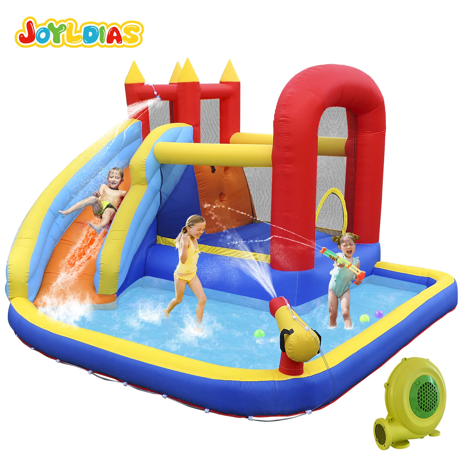 Trampolín tobogán de agua para el hogar, castillo inflable para niños, escalera de escalada para interiores y exteriores, parque de atracciones, Castillo travieso