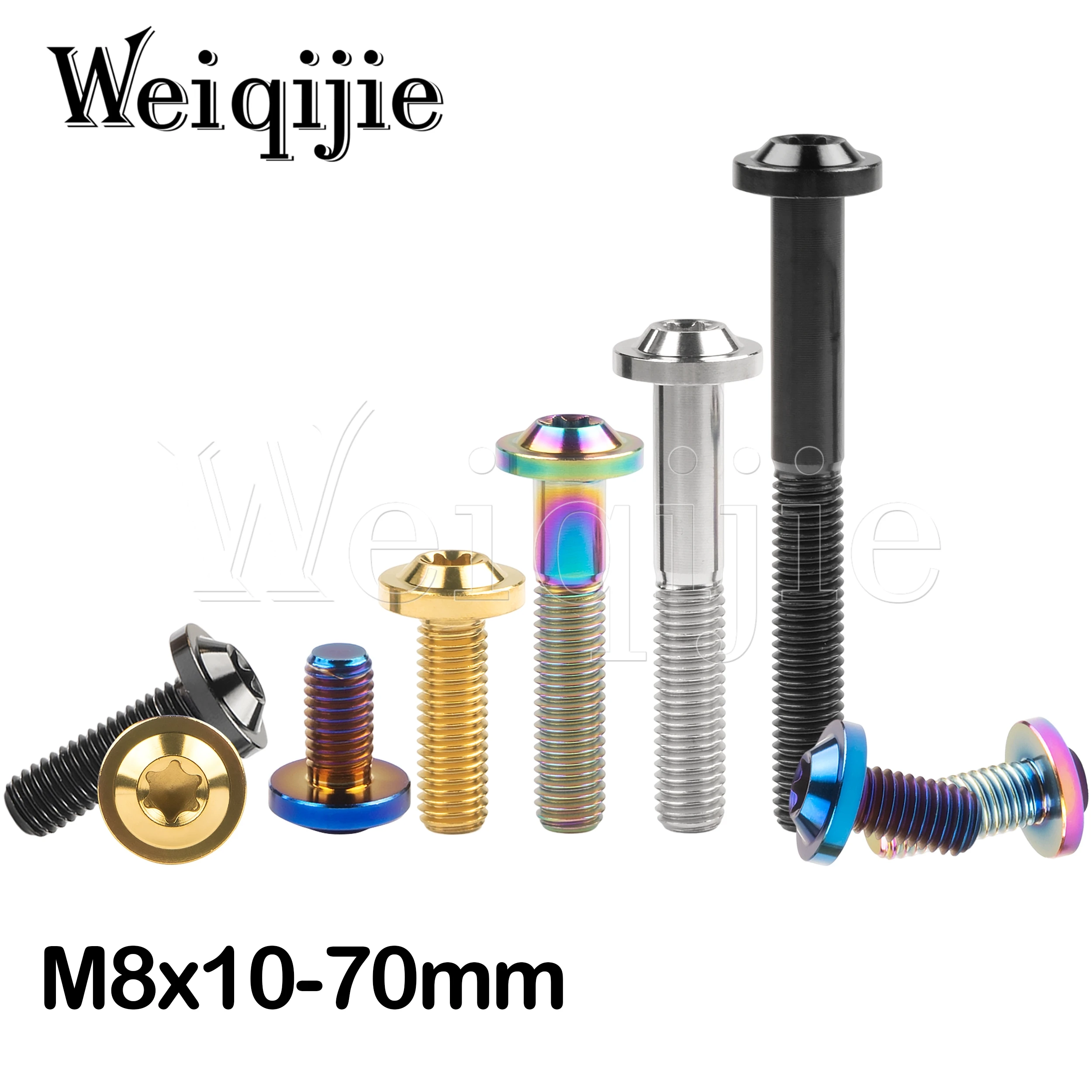 Weiqijie GR5 Titanium Alloy Bolt M8x10 15 20 25 30 35 40 50 60 70mm T40 Torx Head Screw for Bicycle & Motorcycle Assembly Fasten